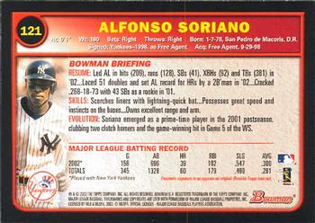 2003 Bowman #121 Alfonso Soriano Back