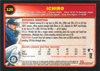 2003 Bowman #126 Ichiro Back