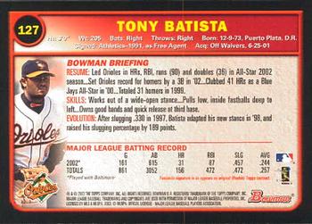 2003 Bowman #127 Tony Batista Back