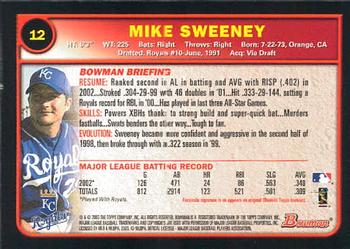 2003 Bowman #12 Mike Sweeney Back