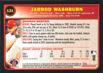 2003 Bowman #131 Jarrod Washburn Back