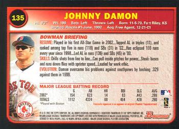 2003 Bowman #135 Johnny Damon Back