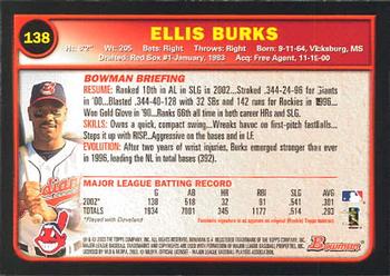 2003 Bowman #138 Ellis Burks Back