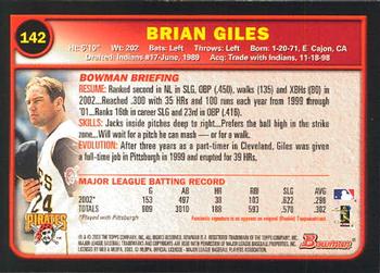 2003 Bowman #142 Brian Giles Back