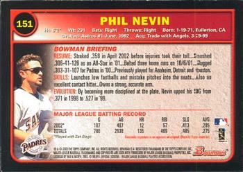 2003 Bowman #151 Phil Nevin Back