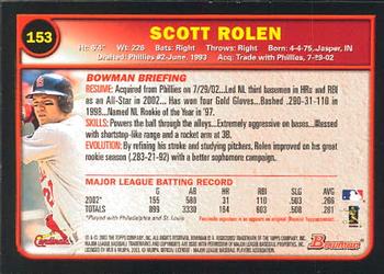 2003 Bowman #153 Scott Rolen Back
