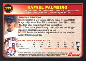 2003 Bowman #155 Rafael Palmeiro Back
