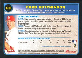 2003 Bowman #156 Chad Hutchinson Back