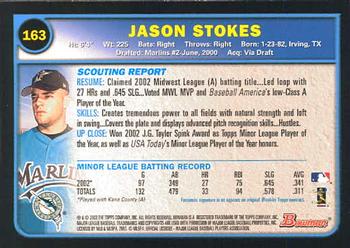 2003 Bowman #163 Jason Stokes Back