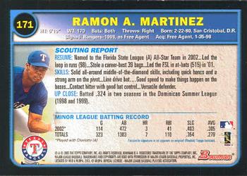 2003 Bowman #171 Ramon A. Martinez Back