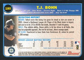 2003 Bowman #180 T.J. Bohn Back