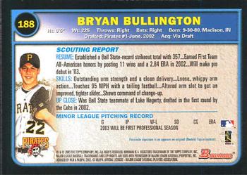 2003 Bowman #188 Bryan Bullington Back
