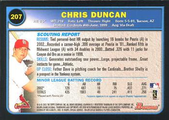 2003 Bowman #207 Chris Duncan Back