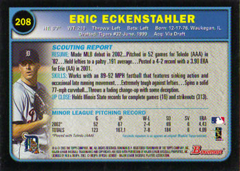 2003 Bowman #208 Eric Eckenstahler Back