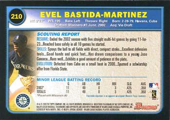 2003 Bowman #210 Evel Bastida-Martinez Back