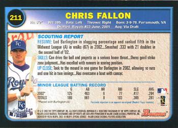 2003 Bowman #211 Chris Fallon Back