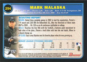 2003 Bowman #254 Mark Malaska Back
