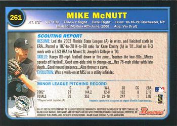 2003 Bowman #261 Mike McNutt Back