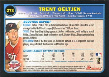 2003 Bowman #273 Trent Oeltjen Back