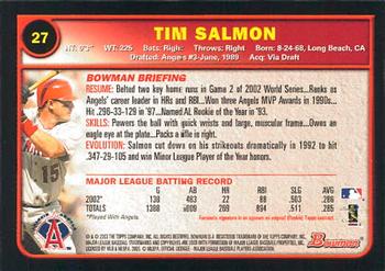 2003 Bowman #27 Tim Salmon Back
