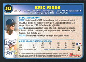 2003 Bowman #292 Eric Riggs Back