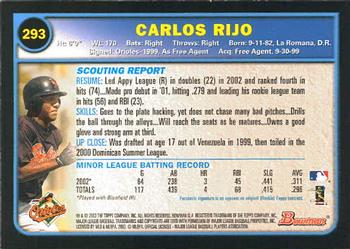 2003 Bowman #293 Carlos Rijo Back