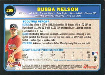 2003 Bowman #298 Bubba Nelson Back