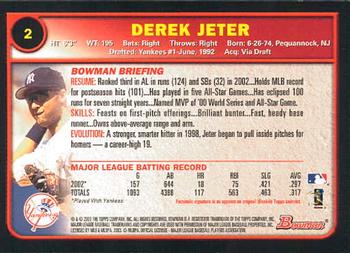 2003 Bowman #2 Derek Jeter Back
