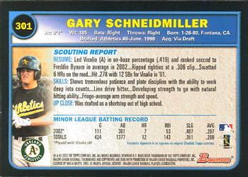 2003 Bowman #301 Gary Schneidmiller Back
