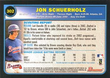 2003 Bowman #302 Jon Schuerholz Back