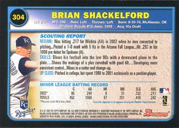 2003 Bowman #304 Brian Shackelford Back