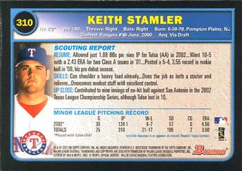 2003 Bowman #310 Keith Stamler Back