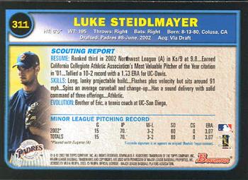 2003 Bowman #311 Luke Steidlmayer Back