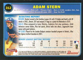 2003 Bowman #312 Adam Stern Back