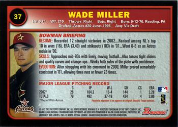 2003 Bowman #37 Wade Miller Back