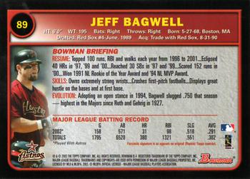 2003 Bowman #89 Jeff Bagwell Back