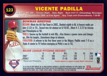 2003 Bowman #123 Vicente Padilla Back