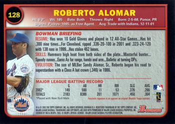 2003 Bowman #128 Roberto Alomar Back