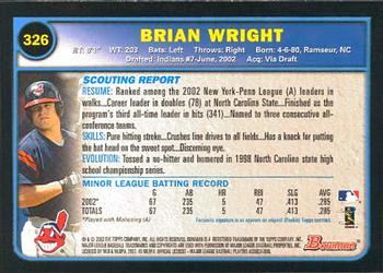 2003 Bowman #326 Brian Wright Back