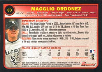 2003 Bowman #33 Magglio Ordonez Back