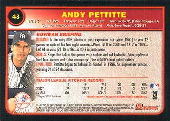 2003 Bowman #43 Andy Pettitte Back