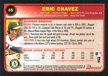 2003 Bowman #45 Eric Chavez Back