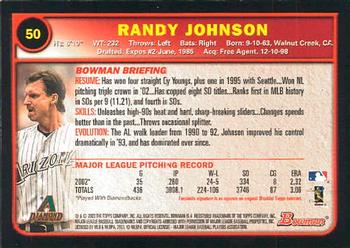 2003 Bowman #50 Randy Johnson Back