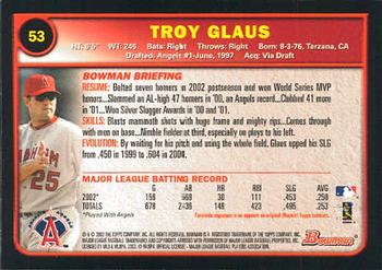 2003 Bowman #53 Troy Glaus Back