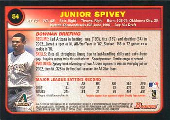 2003 Bowman #54 Junior Spivey Back