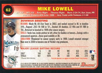 2003 Bowman #62 Mike Lowell Back
