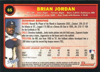 2003 Bowman #65 Brian Jordan Back