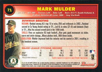 2003 Bowman #71 Mark Mulder Back