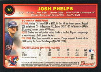 2003 Bowman #78 Josh Phelps Back