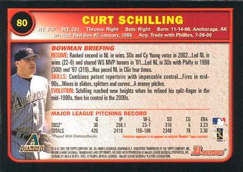 2003 Bowman #80 Curt Schilling Back